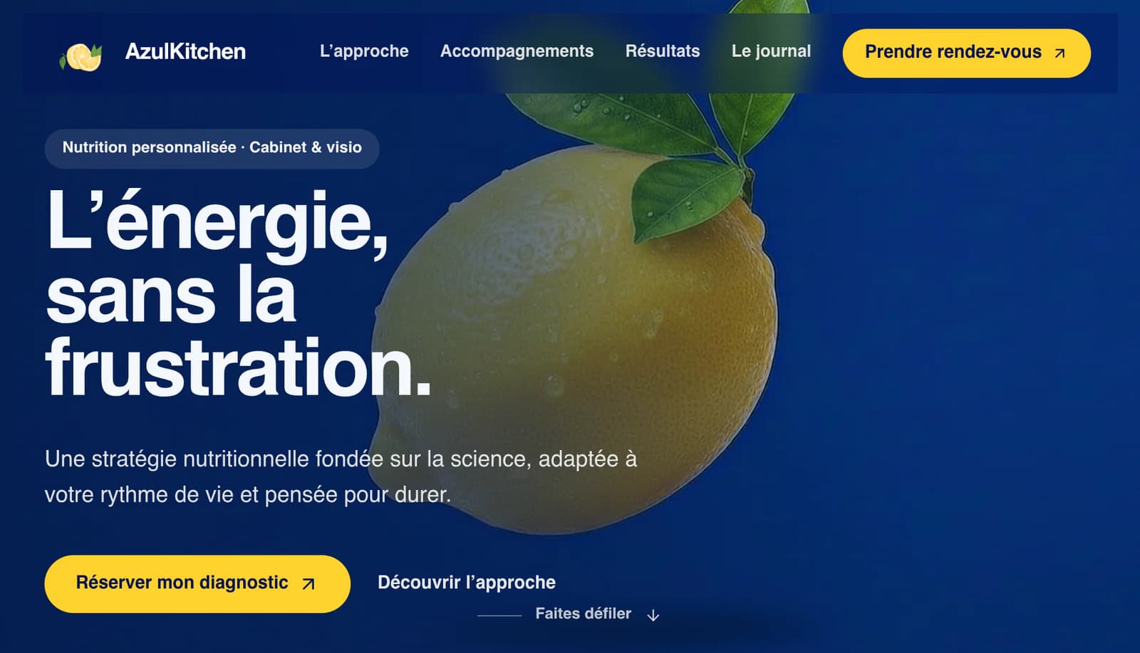 Page d'accueil du site L'Architecte Nutrition